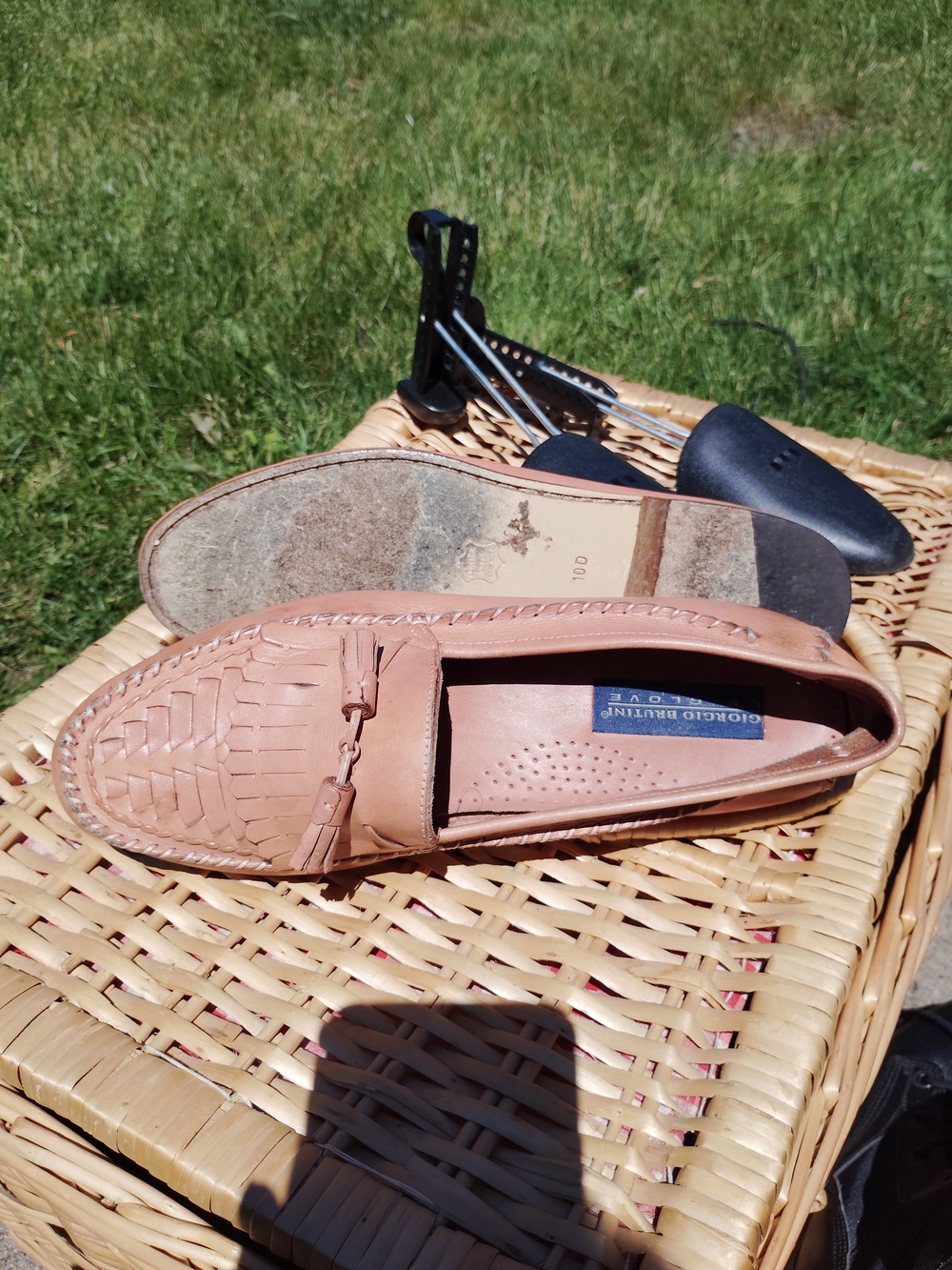 Giorgio Brutini Tan Leather Tassel Woven Loafers - Picture 2 of 7